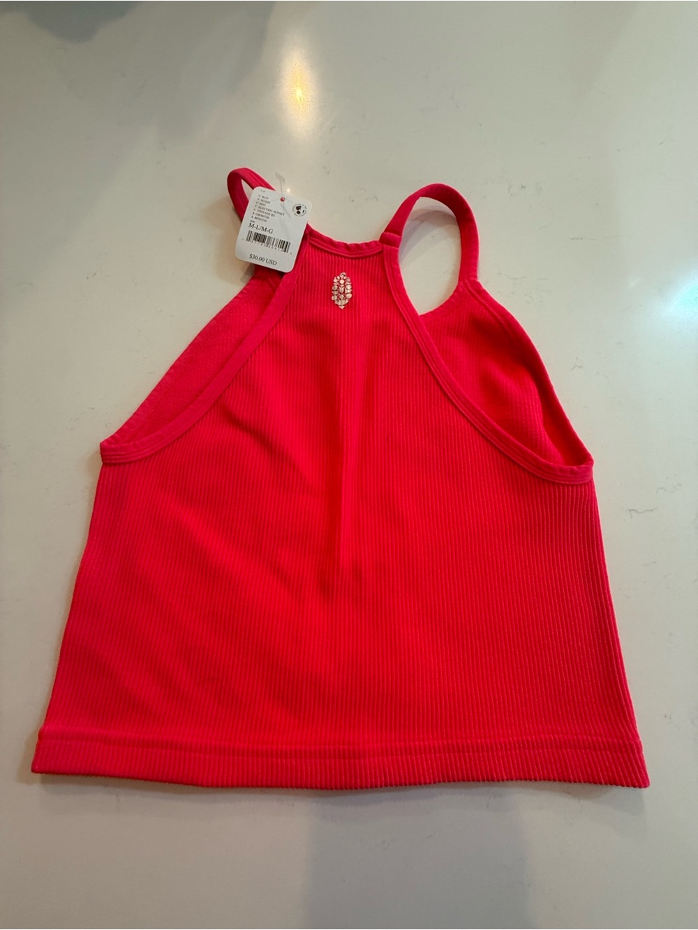 Free People Electric Sunset Ribbed Halter Tank in Hot Pink - Picture 2 of 3